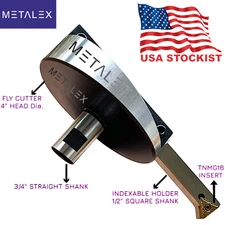 Milling Fly Cutter 4” Head Dia 3/4 Inch Shank With Carbide Indexable TNMG16 Tip
