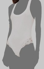 La Perla Women's White Souple Lace-Trimmed Cotton-Blend Bodysuit Size L