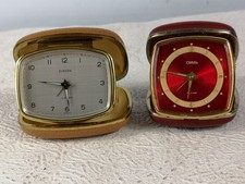 2 X Vintage Folding Travel Alarm Clocks