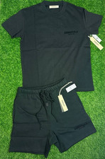 Essentials Men's Black 2-Piece T-Shirt  Shorts Set Size S Fleece Pockets