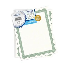 Recycled Blank Parchment Certificate Paper, 8.5 x 11, Optima Green with Gold ...