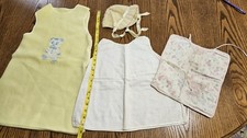 Antique Baby Clothes 0-12 mo's Lot-Big 22"Dolls, Bunting, Nightie, Bib, Bonnet