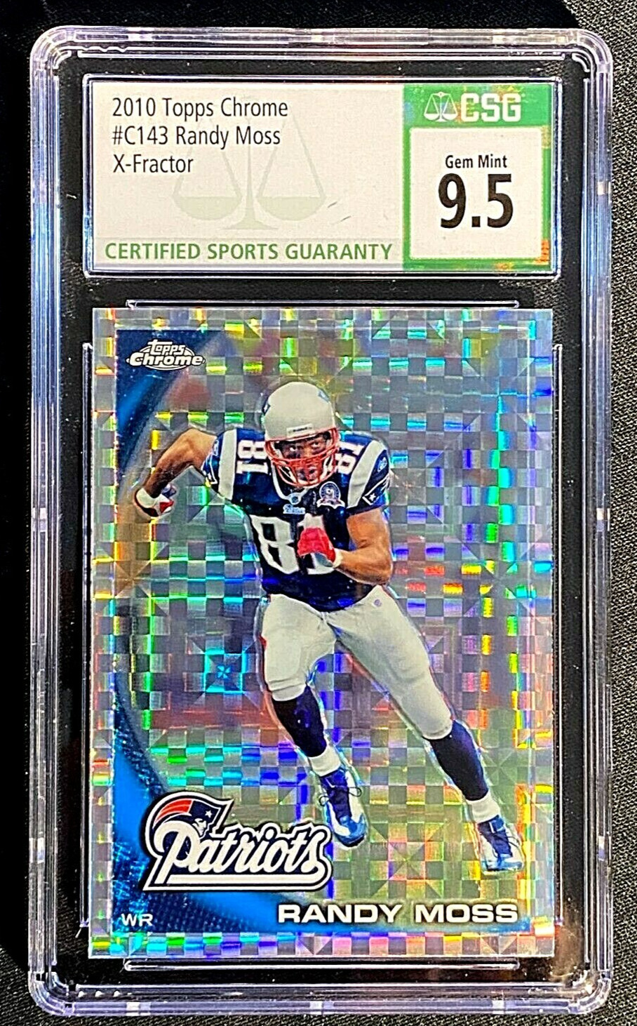 CSG 9.5 GEM MINT RANDY MOSS 2010 TOPPS CHROME XFRACTOR #C143 G2663