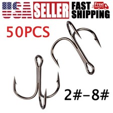 50PCS Treble Hooks Triple Fishing Sharp Hooks...