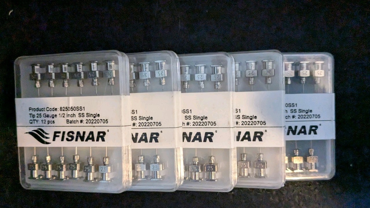 Fisnar 825050SS1 25ga SS Dispensing Tip 1/2" 12pk Industrial Adhesive (5) packs