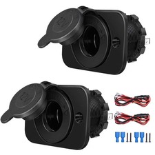 2 Pack 12V Cigarette Lighter Socket, DC Waterproof Female Power Outlet Socket...