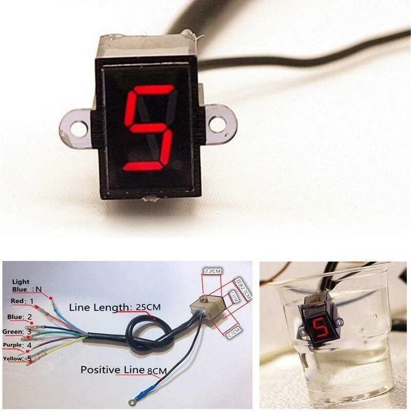 Universal For Motorcycle Shift Lever Gauge LED N-5 Speed Digital Gear Indicator - Imagem 2 de 4