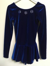 Mondor Ice Skating Dress Blue with Snowflakes Size 12-14 Sparkly Gemstones