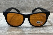 Vintage 80s Blue Blocker Sunglasses Matte Black Wayfarer Frame Amber Orange Lens