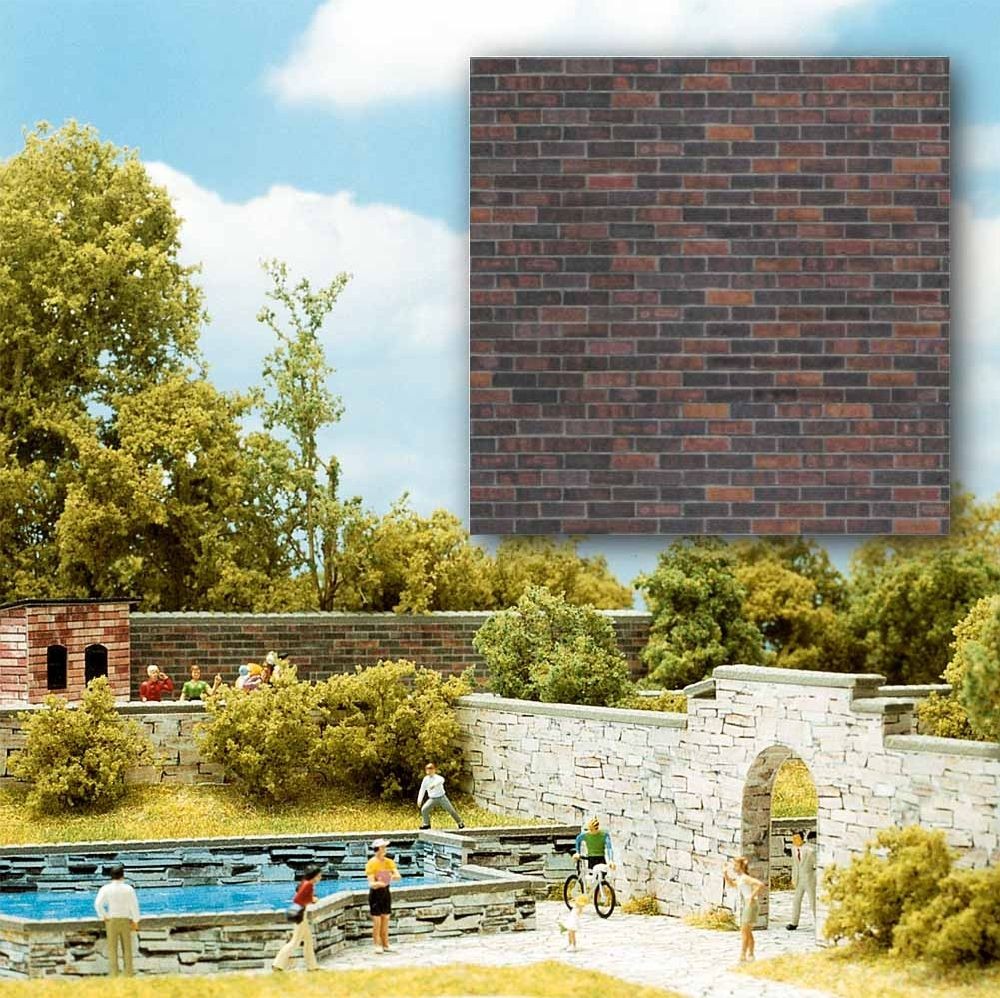 Busch 7424 H0/TT 2 Scenery Decks ""Dark Brick"" New