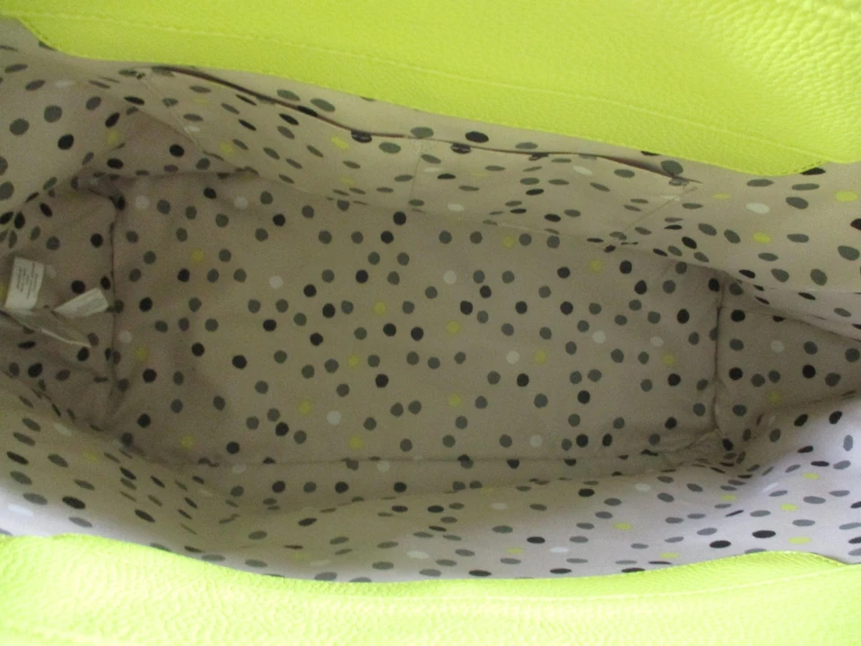 Jewell by Thirty-One Tote Bag Womens Neon Lime Perforated PU Polka Dot Lining - Image 4 of 4