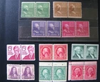 US stamps 10 mint pairs Martha Adams George Holmes Jefferson+ # 839-43 vintage