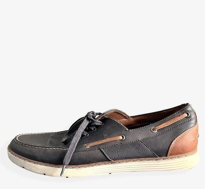 Sonoma Size 10 Mens Leather Boat Shoes Brown Lace Up Deck Casual Moc Toe Comfort