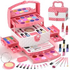 Kids Makeup Set for Girl 56 Pcs Washable Real Cosmetic, Non-Toxic Frozen Toys