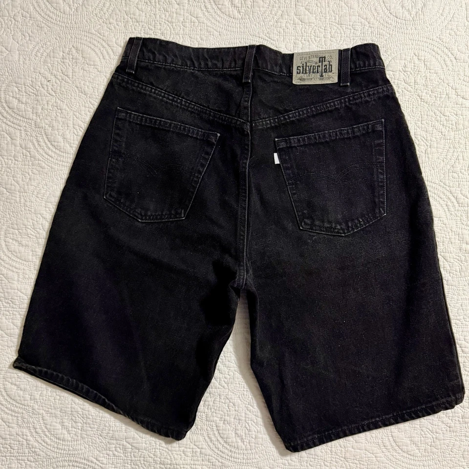 Pantalones Cortos Levi's De Colección Para Hombre 36 Silvertab Sueltos Sueltos Denim Negros EE. UU. 90s Foto 2 de 4