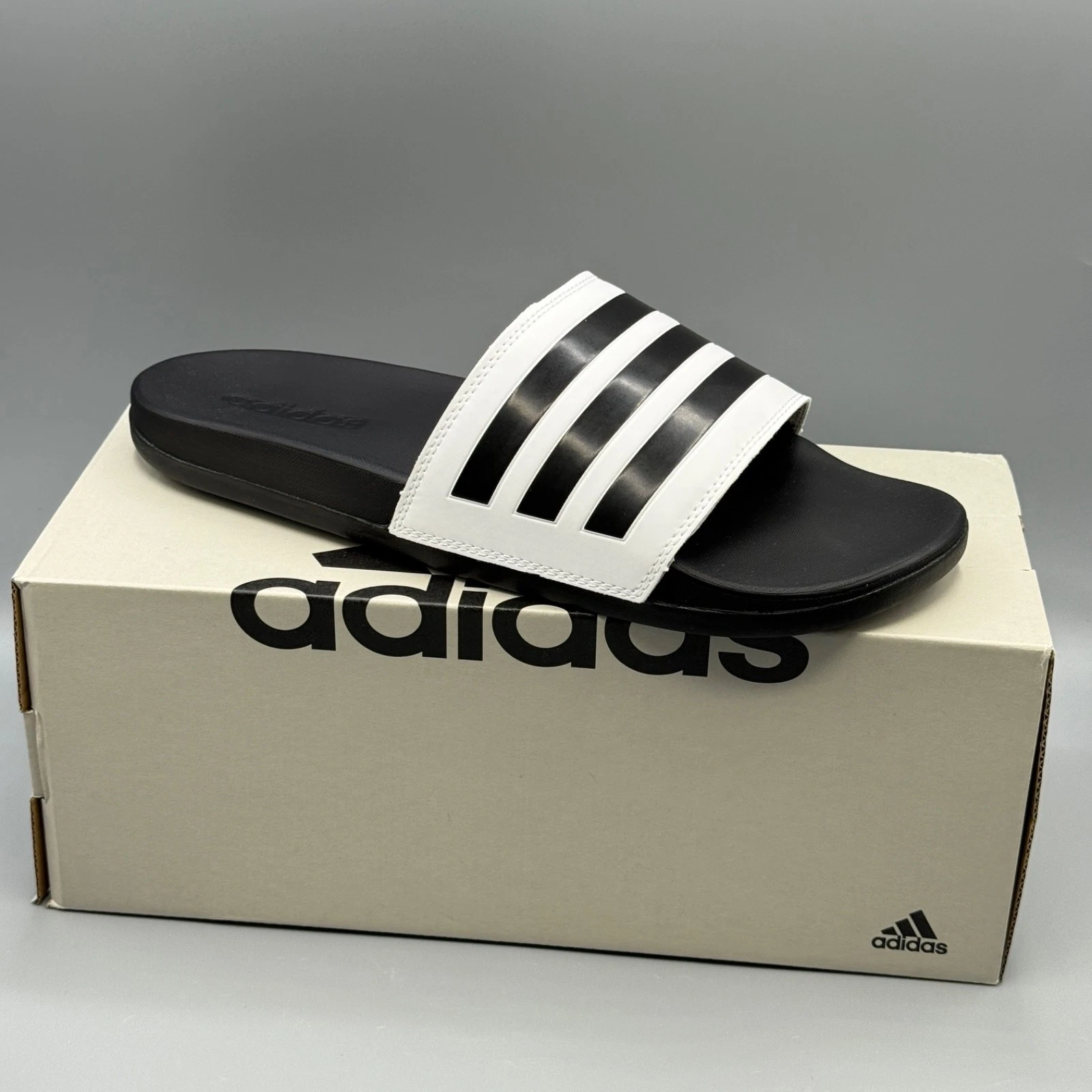 Adidas Slides Uomo 8 Nero Bianco Comfort Donna 9 Adilette GZ5893 3 Strisce