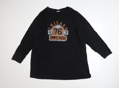 Noisy May Damen schwarzes Langarm College Grafik T-Shirt Größe 16