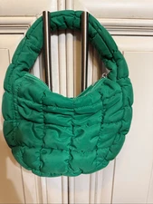 The Unbranded Brand Women's Quilted Puffer Hobo Shoulder Bag Green