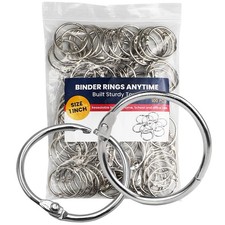 Binder Rings 1 Inch 100 pcs-Sturdy Book Rings-Loose Leaf Ring Silver