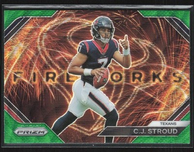 C.J. Stroud 2023 Panini Prizm Fireworks Green Wave RC #F-10 Houston Texans