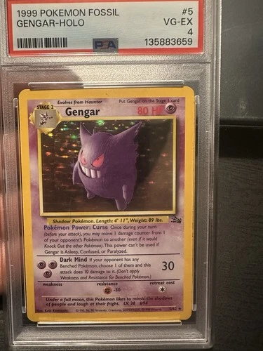 PSA 4 1999 Fossil Gengar Holo 5/62 Holo Foil WOTC Pokemon Unlimited