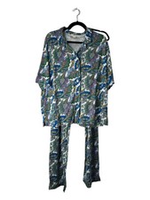 Vera Bradley Short Sleeve 2 Piece Pajama Set Size M Blue Paisley Floral Pattern