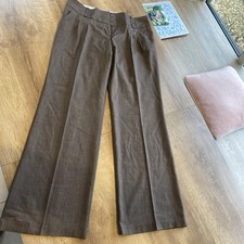 Monsoon Women's Trousers W33 L30.5 Brown/Grey Smart Casual Front Pleated
