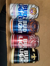 Bud Light 12oz  sports 4 different 2025 Alabama Auburn LSU Saints