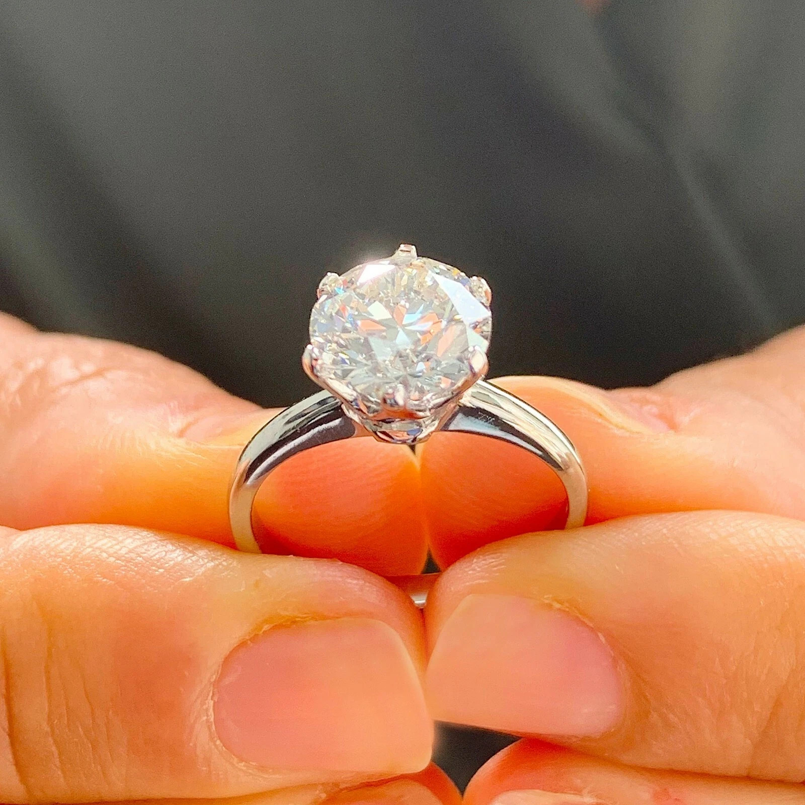 Certified Natural 2ct H/VS1 Round White Diamond 14K White Gold Engagement Ring