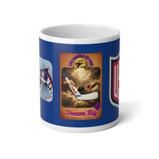 Hockey USA Mug 20oz The Paddle of God Gold Legendary Goalie Coffee Hellebuyck