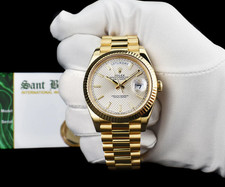 ROLEX 18kt Gold Day Date 40 President Silver Index Motif Model 228238 2