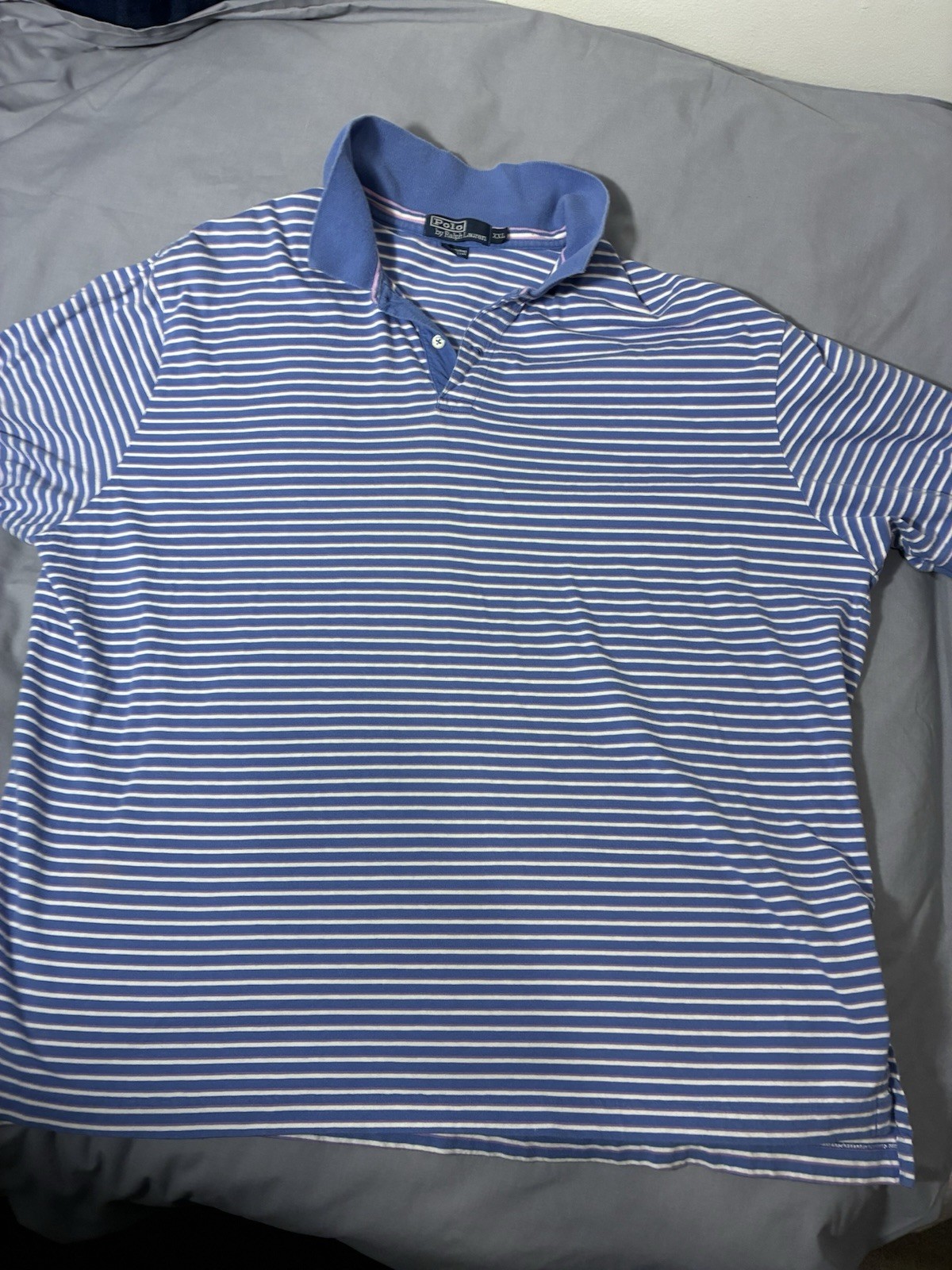 Polo by Ralph Lauren Blue Pink White Striped XXL Men's Polo Shirt Cotton