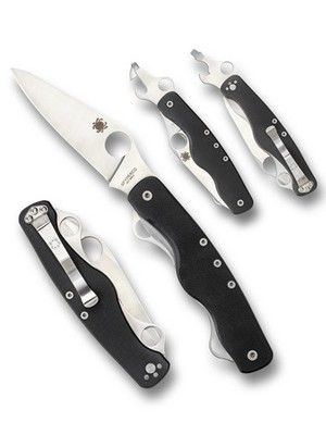 Spyderco Clipitool Standard Folding Knife C208GP Plain Edge Blade Black G-10