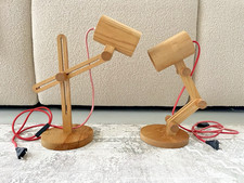 Set (two) Of Bespoke Unique Wood Table Lamps