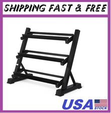 Basics 3-Tier Adjustable Dumbbell Weight Rack, Sturdy Steel Stand Only, Black