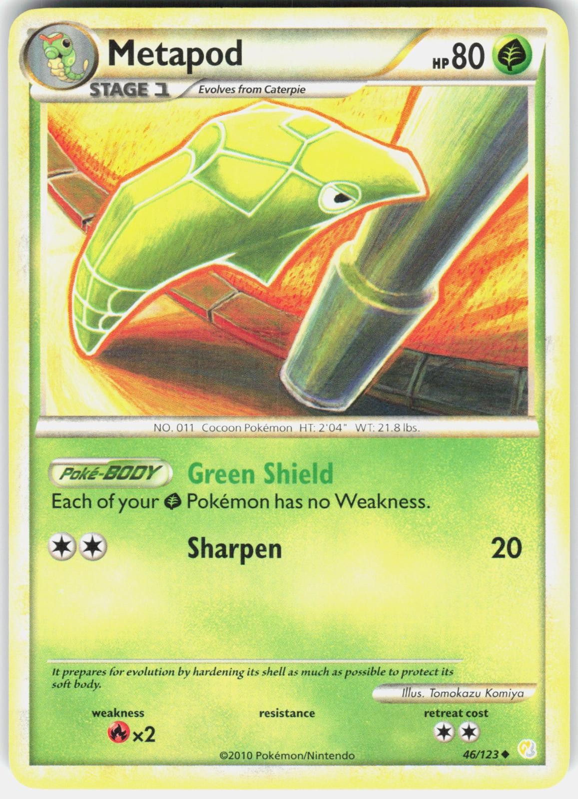 Metapod 46/123 Uncommon HeartGold & SoulSilver Pokemon Lightly Played
