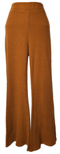 Aerie Waffle Knit Flare Pants M Stretch Pull On High Rise Pumpkin Spice Brown