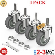 3 Inch Caster Wheels Threaded Stem Casters Set of 4 Heavy Duty Swivel Wheel