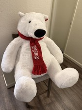 Coca-Cola White Polar Bear Plush Stuffed Animal w/ Red Coca-Cola Scarf