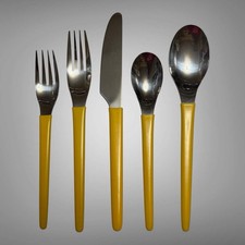 1971 Imperial Casual Ware Stainless Flatware Yellow 20 Pcs - 4 Place Settings