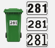 4 x Personalised Wheelie Bin Number Stickers | Dustbin House Garage Fence CUSTOM
