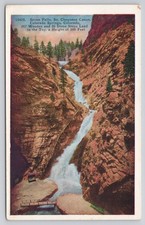 Seven Falls South Cheyene Canon Wooden Steps Colorado Springs CO Postcard