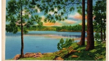 Vintage Postcard Quiet Waters Inland Lake Scenic View