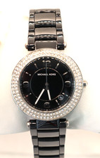 Michael Kors Black Ceramic Pave Crystal Bezel Bracelet Watch MK-5309 Pre-owned