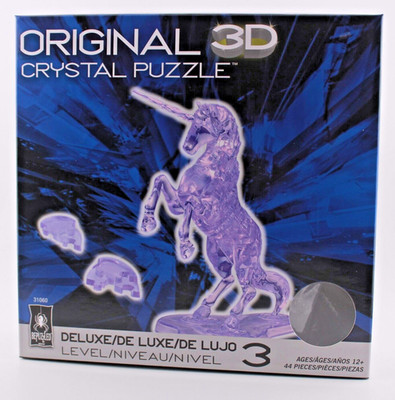 BEPUZZLED PUZZLES DELUXE ORIGINAL 3D CRYSTAL PUZZLE - UNICORN - 44 PCS