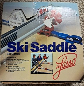 Vintage Le Lasso Ski Saddle Carrier Kit w Box Lightly Used Ski Roof Rack 