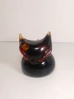 Vintage MCM Seguso Vetri D’Arte Murano Glass Cat Figurine Amber Red Art Glass
