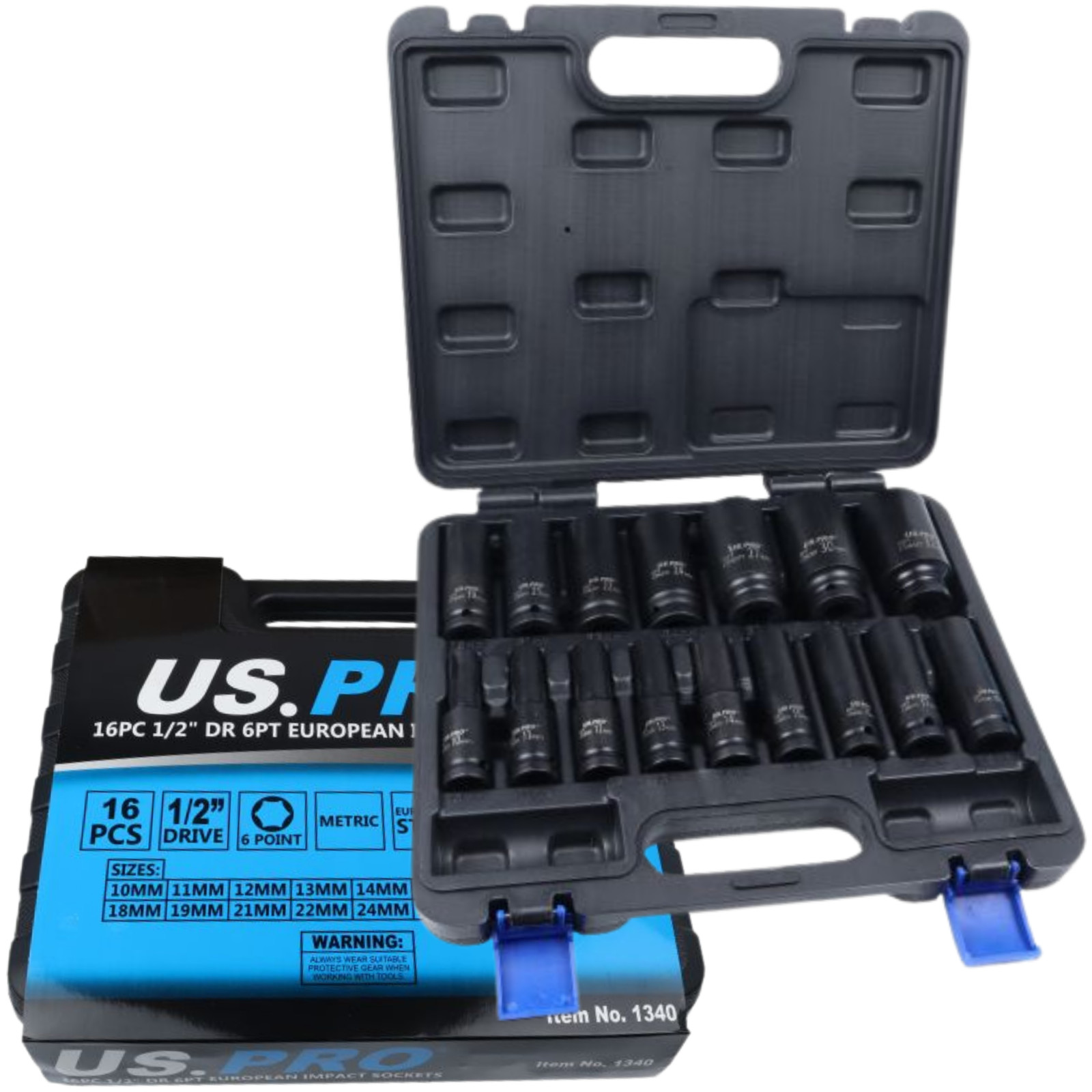 US PRO 16PC 1/2"" Drive 6PT Metric European Impact Socket Set CR-V 1340 - Image 4