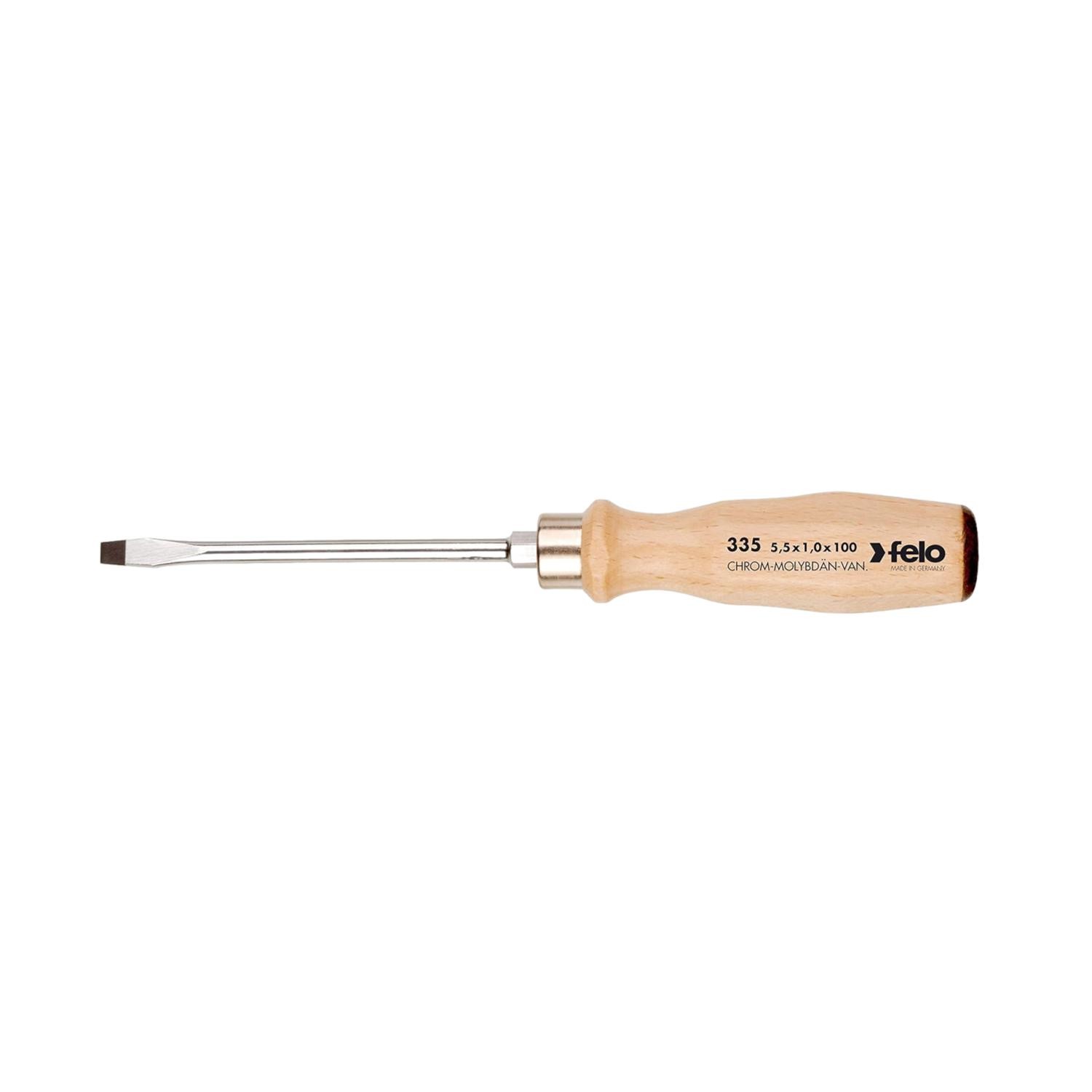 Felo Screwdriver Wooden Handle SL 12 x 2,0 x 200mm