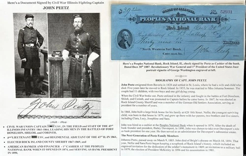 CIVIL WAR SHILOH CAPTAIN 43rd IL INFANTRY SHERIFF BANKER PEETZ DOCUMENT SIGNED